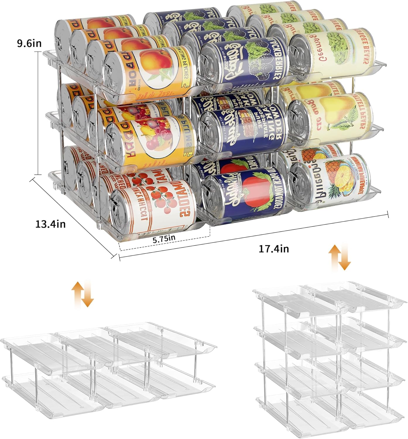LXLXXL Can Organizer For Pantry Canned Food Goods Organizer For Cabinet Clear Automatic Rolling Can Storage Organizer Pantry Holders Rack, Holds Up to 36 Cans