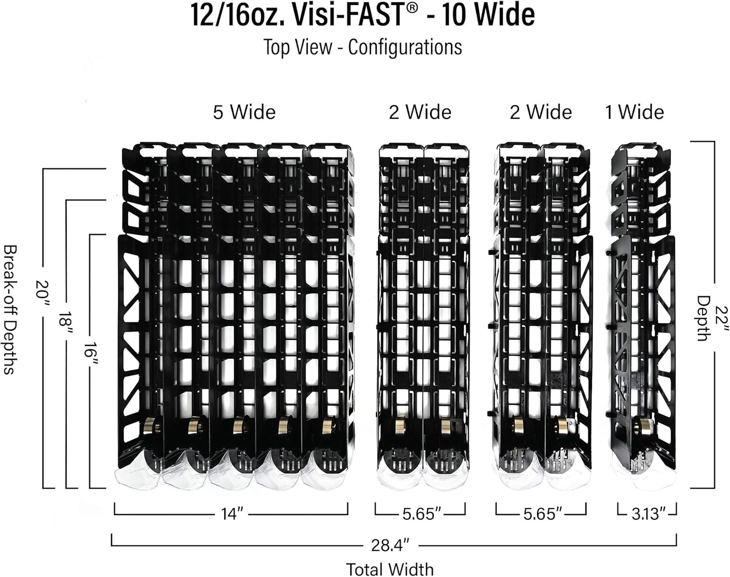 Display Technologies Visi-FAST Spring Push Drink Dispenser, Refrigerator Organizers and Storage for 12/16 oz Beverages, Bottles, and Cans, Drink Dispenser for Fridge, Commercial and Home, (Pack of 1)