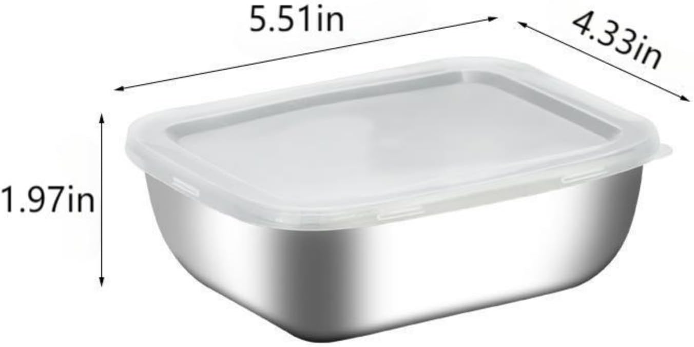 Stainless Steel Storage Containers with Lids, Fruit Storage Containers Lunch Box Stackable Meal Prep Boxes for Kitchen, Pantry, Freezer, Snacks, Leftovers and Daily Use