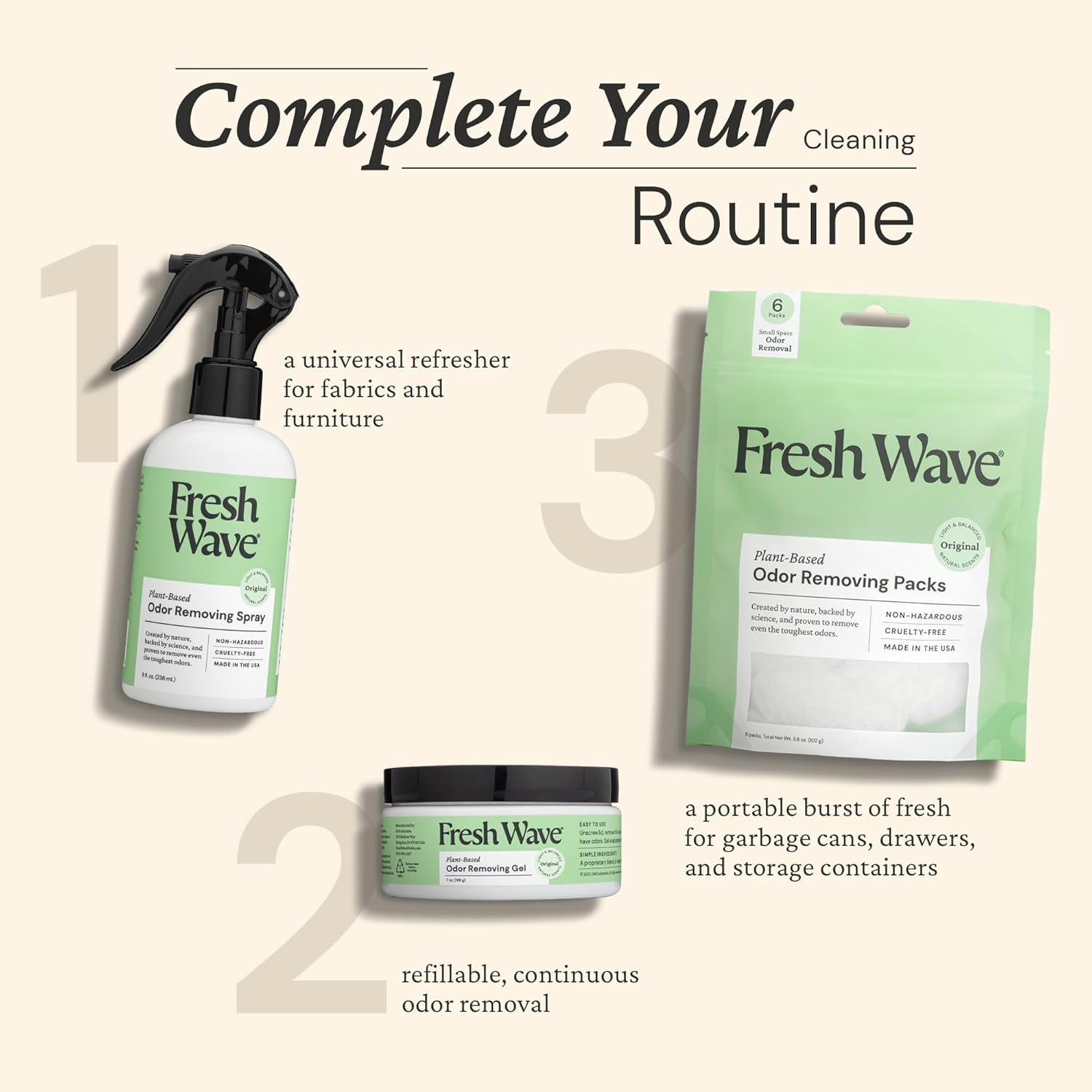 Fresh Wave Odor Removing Gel, 7 oz., Pack of 3 - Odor Absorbers for Home, Safer Odor Relief, Natural Plant-Based Odor Eliminator, Every 7 oz. lasts 15-30 Days, For Cooking, Trash & Pets - Image 6