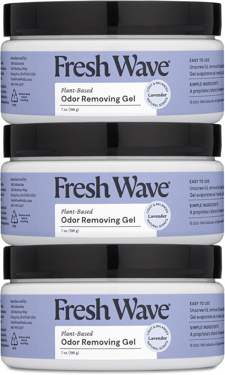 Fresh Wave Odor Removing Gel, 7 oz., Pack of 3 - Odor Absorbers for Home, Safer Odor Relief, Natural Plant-Based Odor Eliminator, Every 7 oz. lasts 15-30 Days, For Cooking, Trash & Pets - Image 8