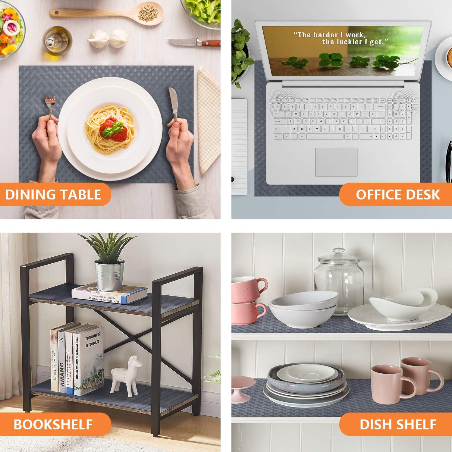 StaHom Shelf Liners for Kitchen Cabinets Refrigerator Liners Waterproof & Oil-Proof Kitchen Cupboard Liner Plastic Drawer Mats EVA Material Non Adhesive Fridge Liner for Shelves Gray 11.8 x 59 Inch - Image 2