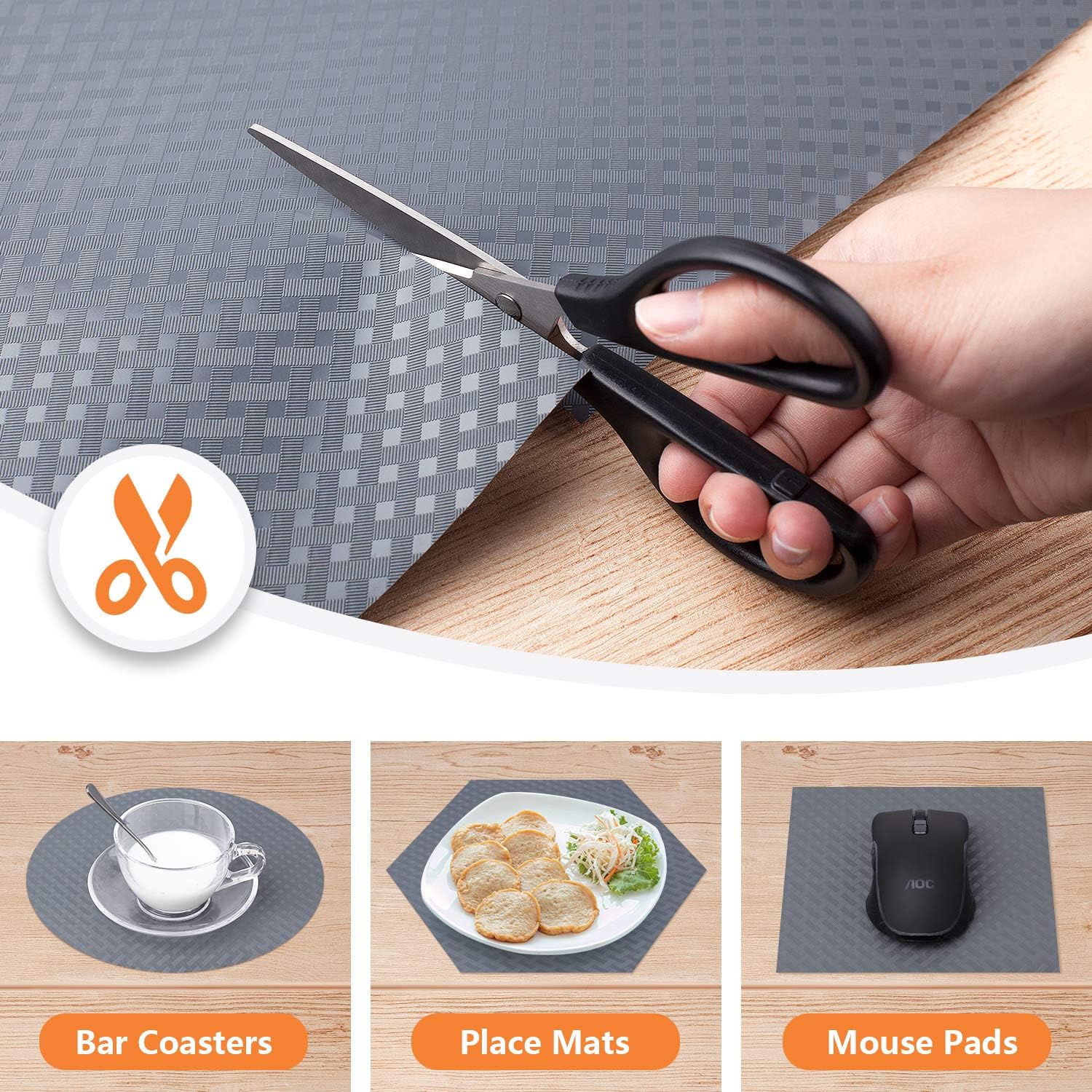 StaHom Shelf Liners for Kitchen Cabinets Refrigerator Liners Waterproof & Oil-Proof Kitchen Cupboard Liner Plastic Drawer Mats EVA Material Non Adhesive Fridge Liner for Shelves Gray 11.8 x 59 Inch - Image 3