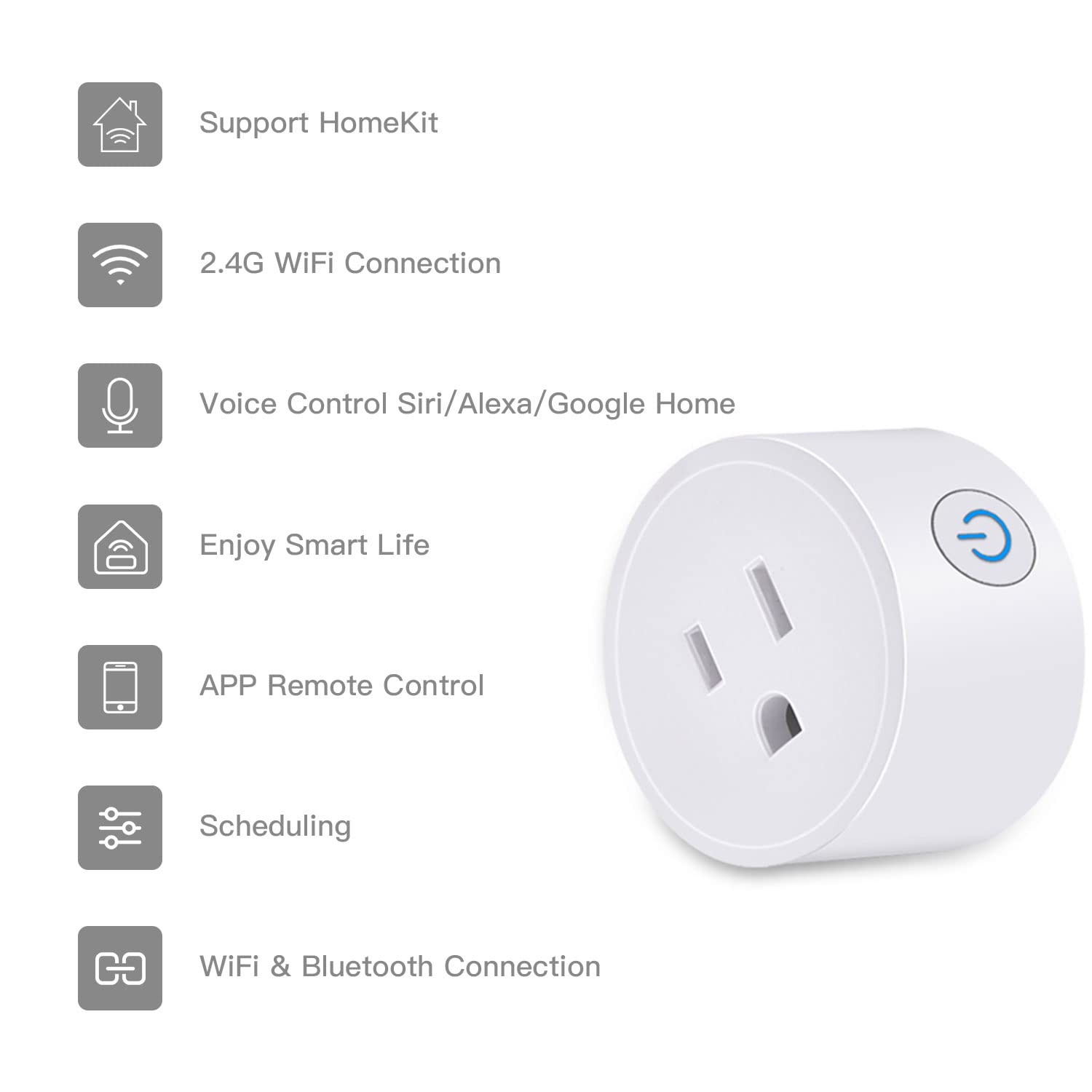 Smart Plug Mini HomeKit, Smart WiFi Outlet Support Apple HomeKit, Alexa and Google Assistant Voice Control Socket with Timer Schedule and Group Control Apple MFi Certified No Hub Required 2 Pack