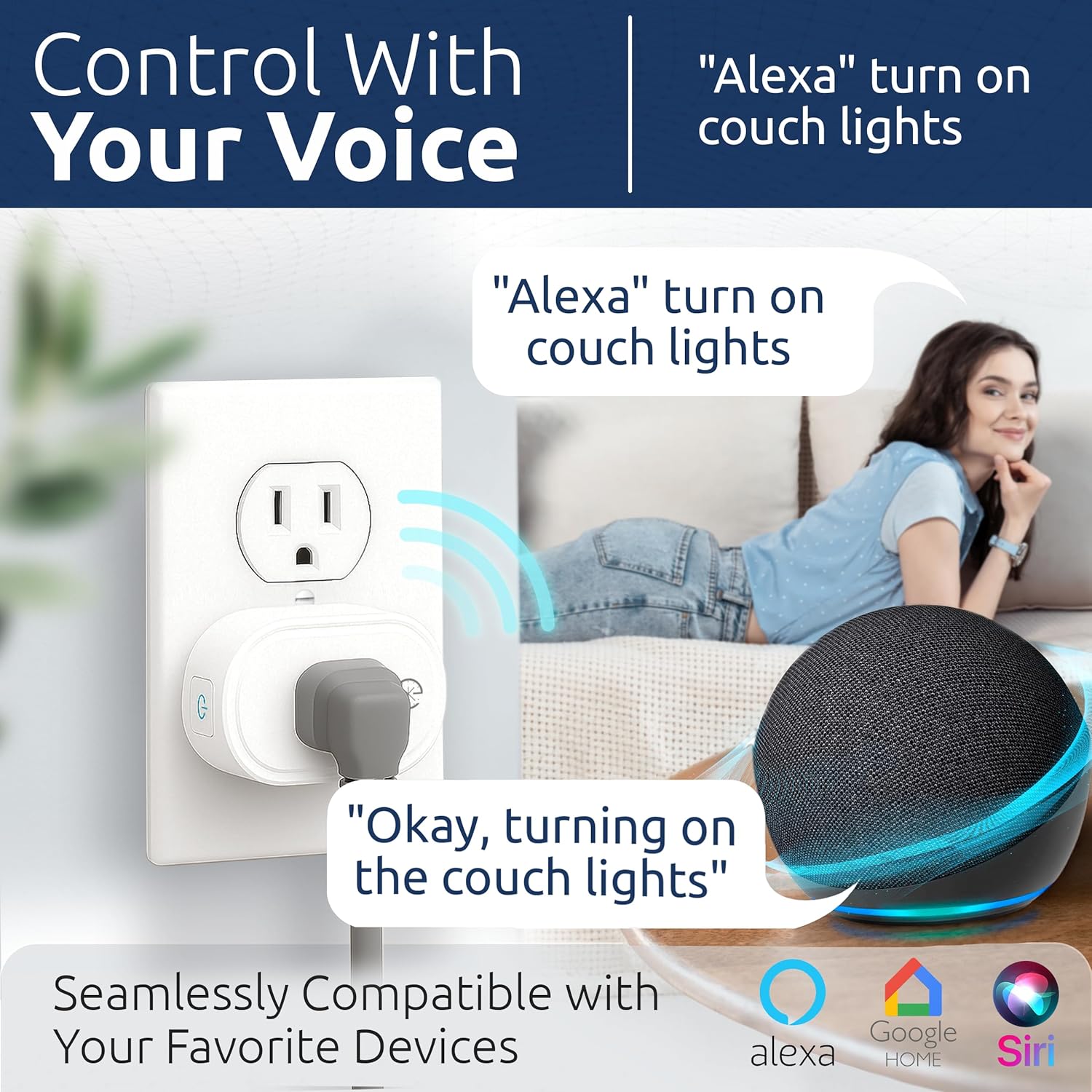 eKyro Smart Plug Energy Monitoring | Compatible with Alexa, Google Home Assistant, iPhone, Siri, Android, Power Tracking 15A 1800W, No Hub Required Energy Monitoring Outlet (Energy Monitoring, 2)