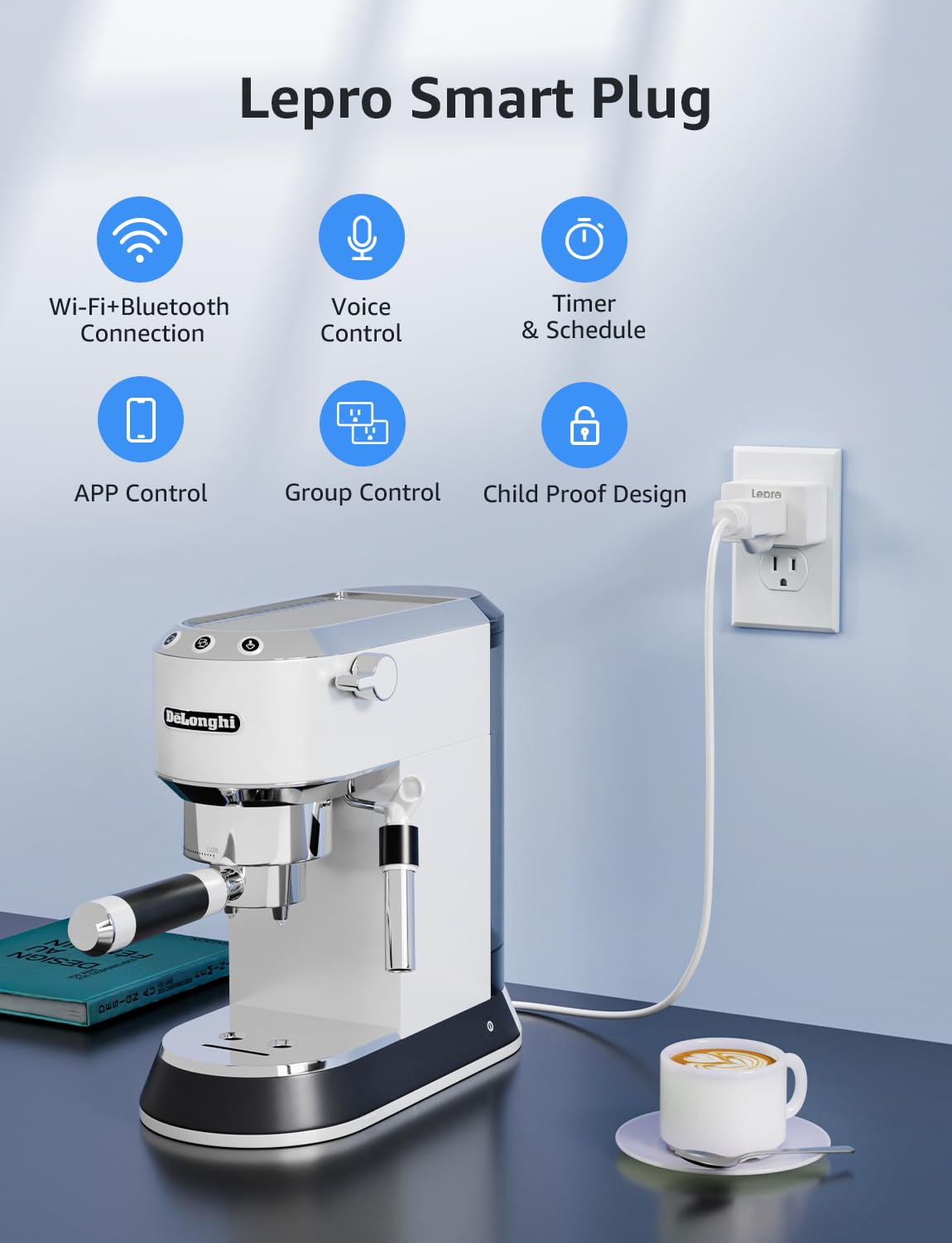 Lepro P1 Smart Plug Mini 15A, WiFi Outlet Plugs Compatible with Alexa & Google Assistant, Voice/APP Control, Timer & Group Controller, ETL & FCC Certified, 2.4GHz Only, 4-Pack