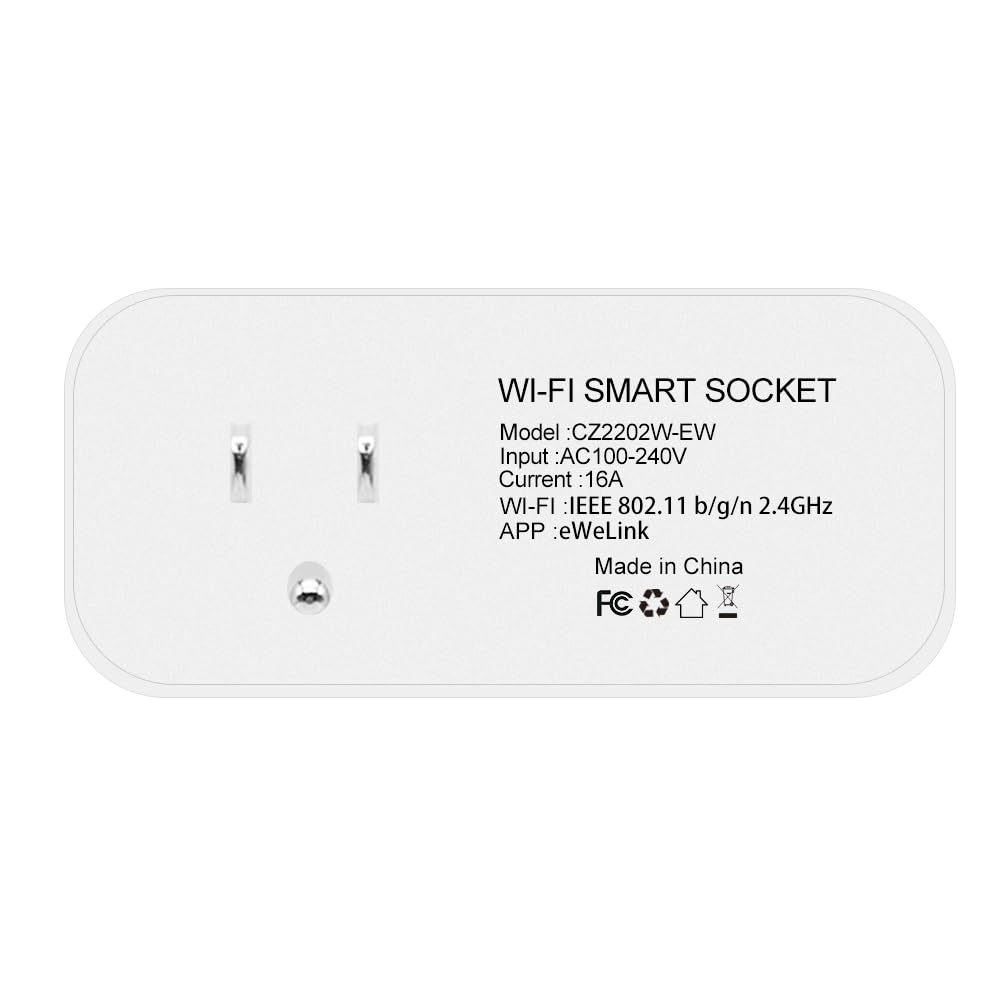Ewelink 16a WiFi Smart Plug, App Remote Control Timer Outlet Power Socket with 2.4Ghz Transmitter, 2-in-1 Compact Design, Compatible with Alexa,Google Home, SmartThings