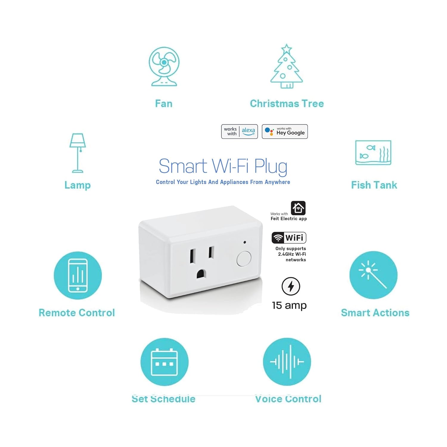 Feit Electric Indoor Smart WiFi Plug Compatible with Alexa and Google Home (3 Pack)