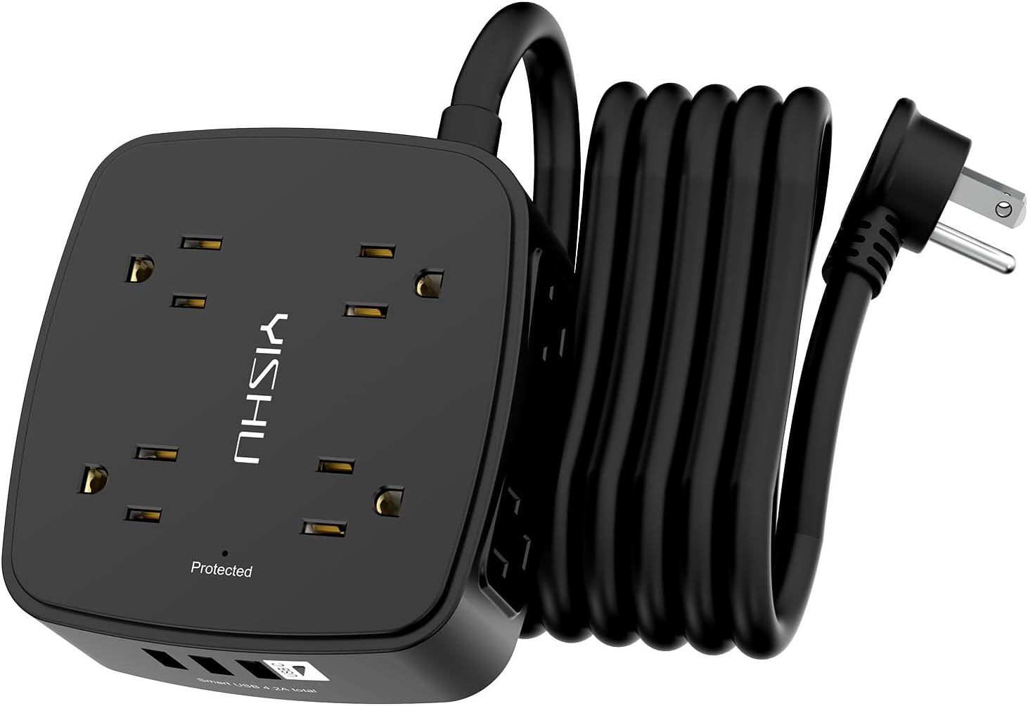 6 Ft Surge Protector Power Strip - 8 Widely Outlets with 4 USB Ports, 3 Side Outlet Extender with 6 Feet Extension Cord, Flat Plug, Wall Mount, Desk USB Charging Station, ETL,White - Image 9