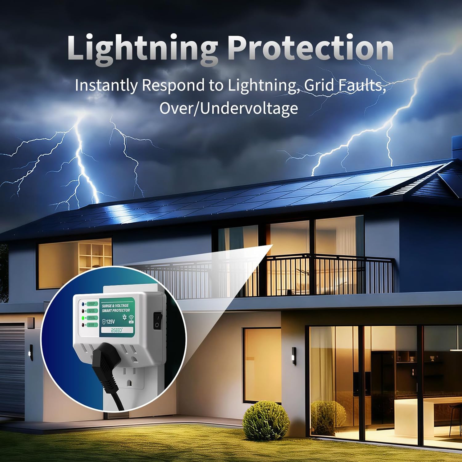 BSEED WiFi Smart Plug, 3 Outlet Surge Voltage Protector with Light Indicator, APP Control, Energy Monitoring, Wall Mount Power Suppressor for Refrigerator/TV/PC, 125V/1875W, FCC Listed,1 Pack