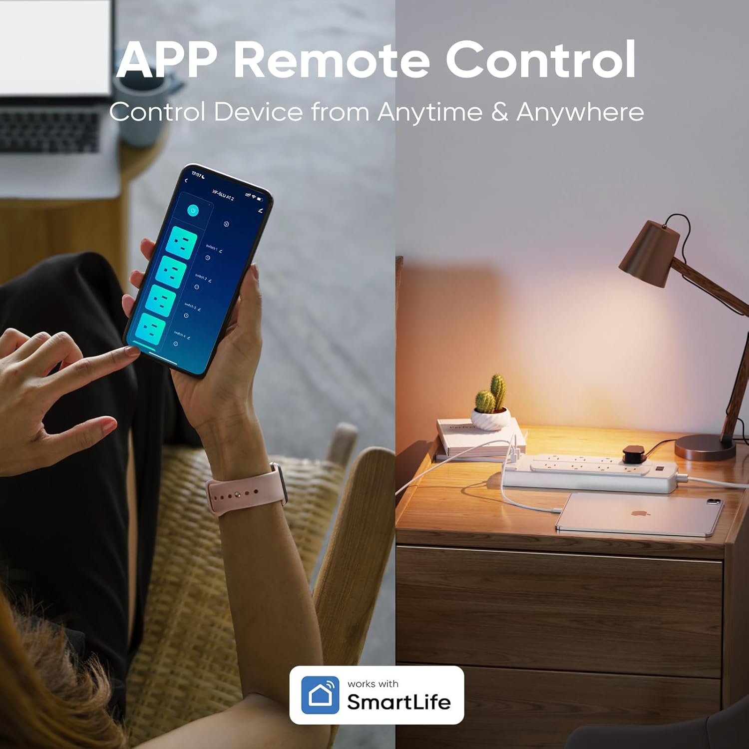 Smart Power Strip, Yozisital Surge Protector with 6 Smart Outlets and 4 USB Ports, 5FT Flat Plug Extension Cord for Home Office