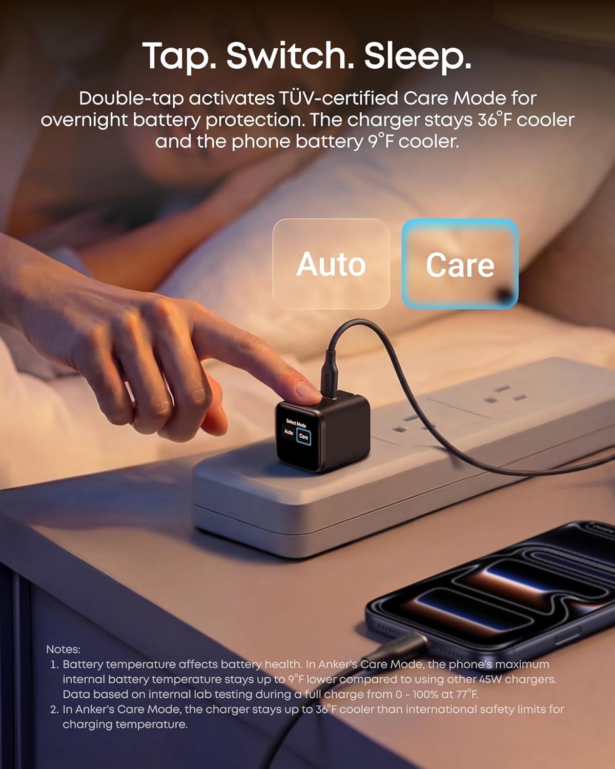 Anker Nano USB C Wall Charger, 45W Fast Charging Smart Display Charger, with 180° Foldable Plug, Smart Recognition,Built-in Care Mode,for iPhone 17/16,Apple Watch(White,Non-Battery,No Cable Included) - Image 4