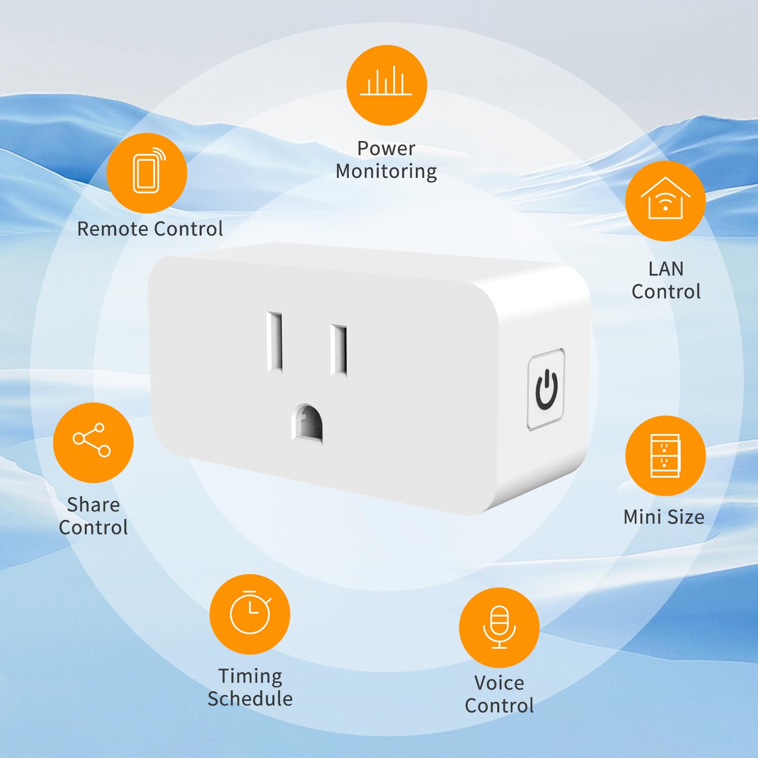 XFOX Smart Plug Mini with Energy Monitoring, 2.4G Wi-Fi Outlets Support Alexa, Google Assistant, SmartThings, Tuya Smart Plug, Timer, ETL & FCC Certified,1 Pack