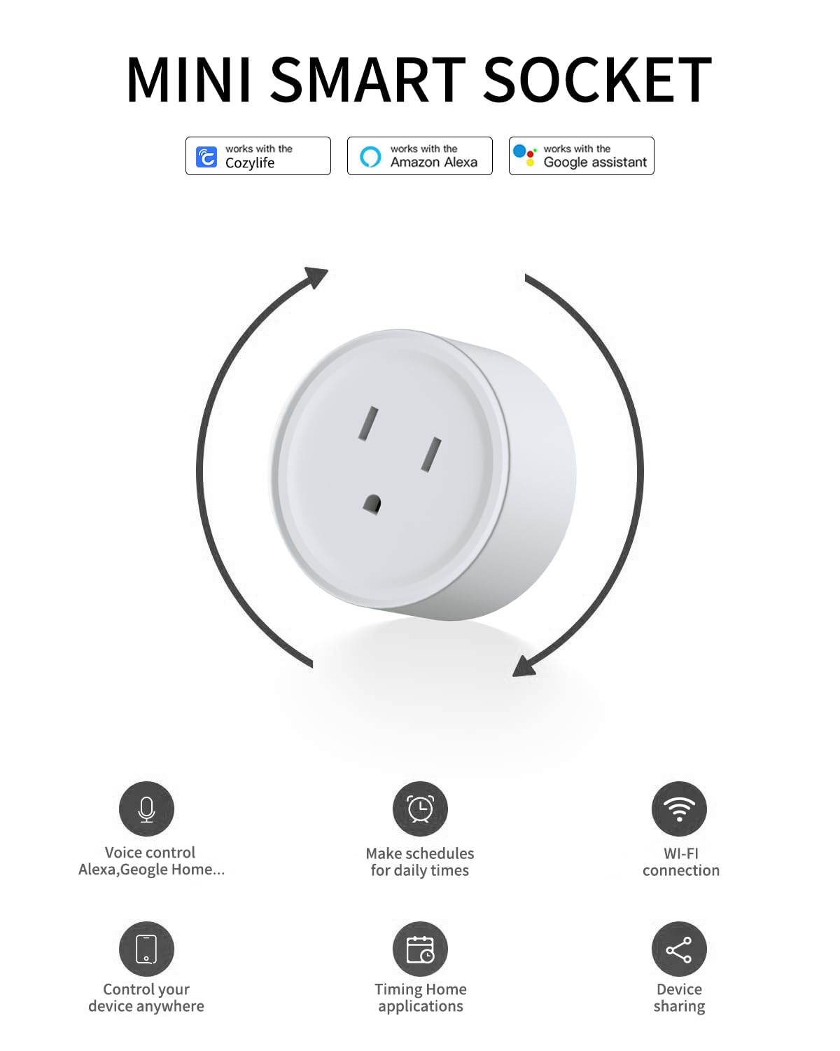 Smart Home WiFi Outlet with Remote Control & Timer Function - Compatible with Alexa,Wireless 2.4GHz Network - Smart Outlet for Easy Home Automation & Energy Saving(2 Pack)