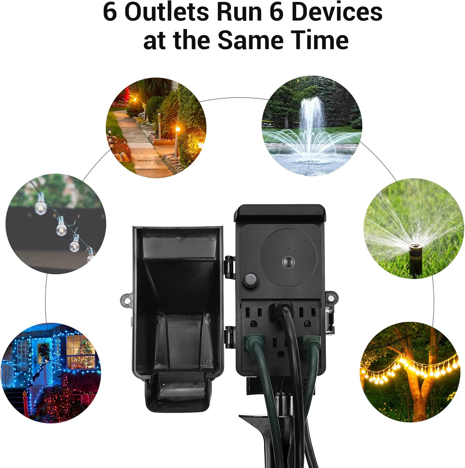 DEWENWILS WiFi Smart Yard Stake Plug with 6 Outlets, Voice Control, Waterproof Power Stake Timer with 6Ft Cord, Alexa&Google Assistant Compatible, 1875W/15A, for Outdoor Decoration Lights - Image 5