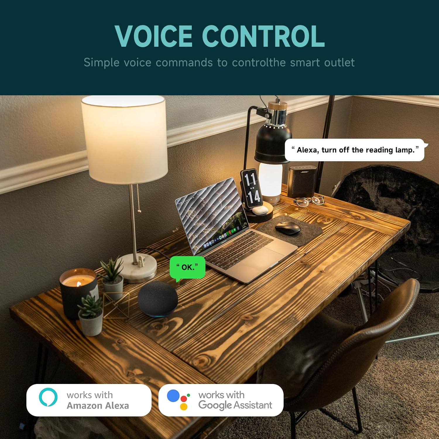 TOPELER Smart Wall Outlet with 2 Individually Controlled Ports, 15Amp TR Receptacle Control Appliances from Anywhere, 2.4 GHz WiFi Outlet Work with Alexa & Google Home, White, ETL & FCC Approval - Image 3