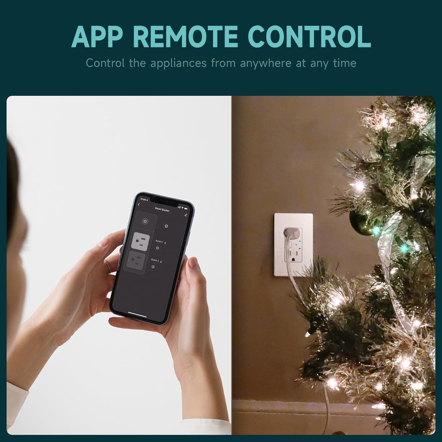 TOPELER Smart Wall Outlet with 2 Individually Controlled Ports, 15Amp TR Receptacle Control Appliances from Anywhere, 2.4 GHz WiFi Outlet Work with Alexa & Google Home, White, ETL & FCC Approval - Image 5