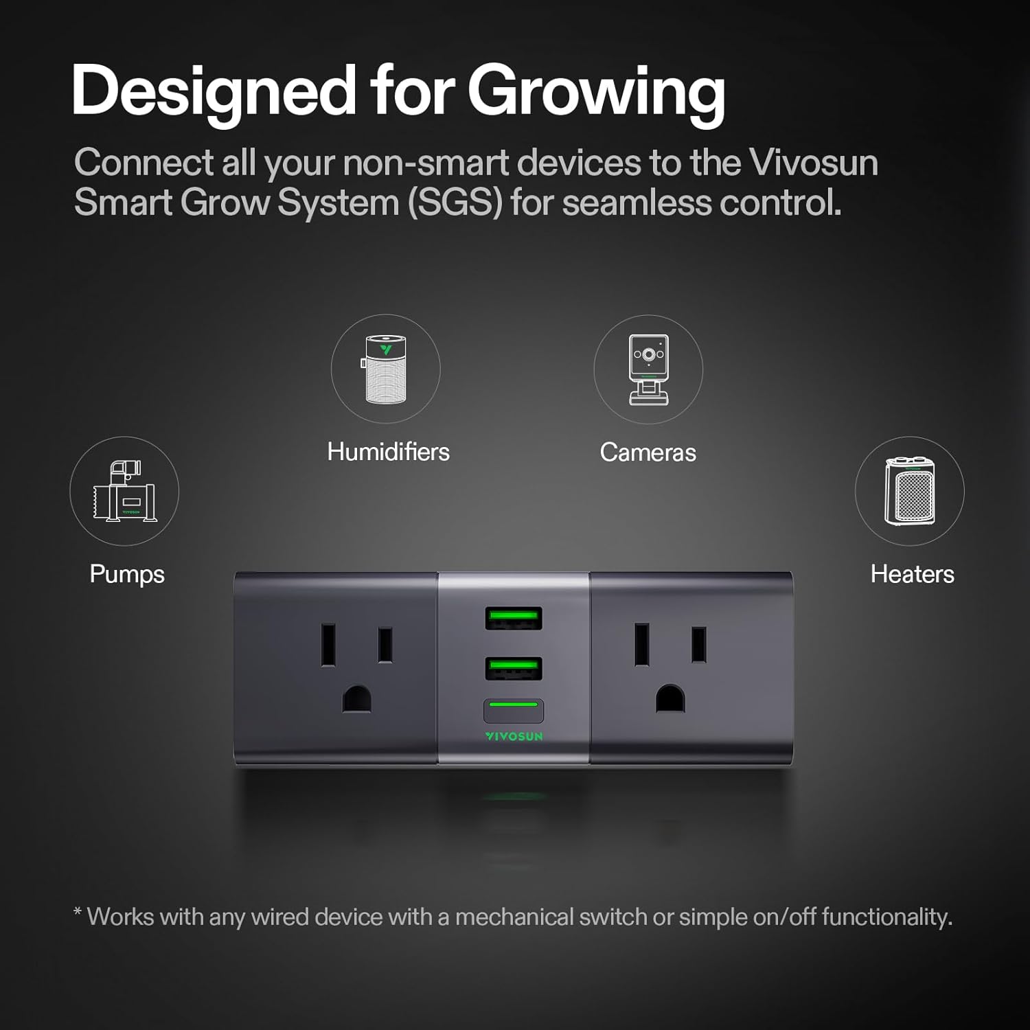VIVOSUN GrowHub Outlet Controller A22 with Temperature and Humidity Sensor Probe, Smart Environmental WiFi-Controller, Smart Plug, Thermostat, 15A 1800W, Compatible with Vivosun App for Grow Tent