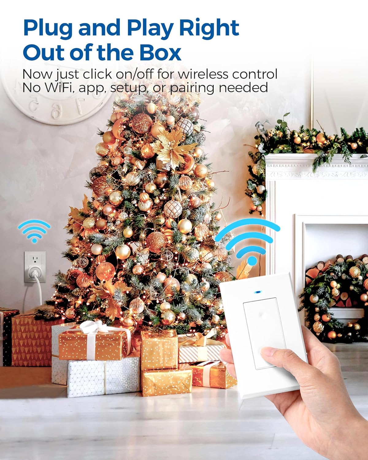 Remote Control Outlet, WILAWELS Wireless Light Switch, Removable Remote Light Switches, On Off Remote Outlet Switch for Lamps, Lights, Fan, Appliance, Expandable, 100ft RF Range, FCC Listed W05RC1106