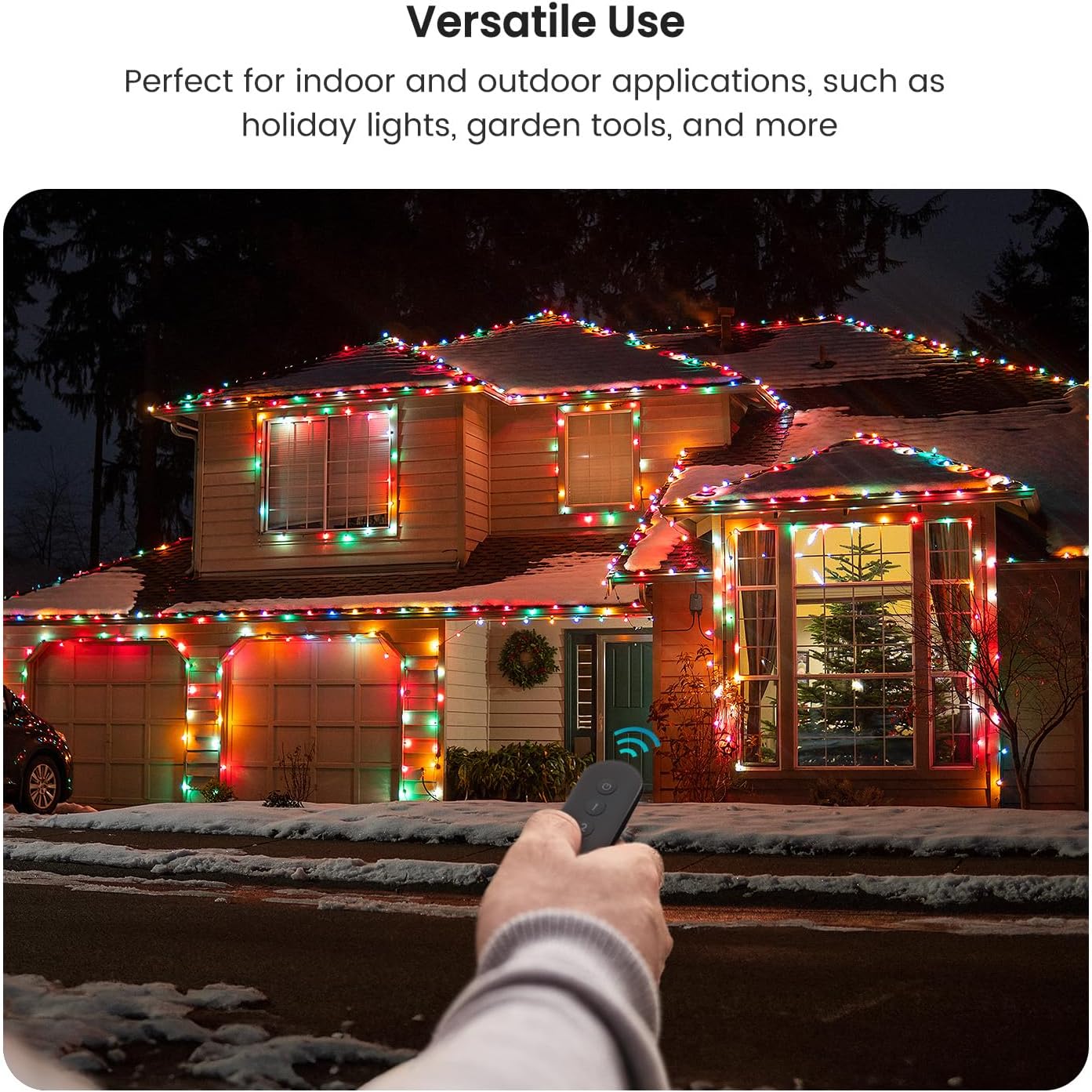 TREATLIFE Outdoor Wireless Remote Control Outlet, 2-in-1 Individual Control Sockets, IP64 Weather-Resistant Electrical Outlet Switch, Heavy Duty 3-Prong Plug, Max Power 1800W, Battery Included - Image 2