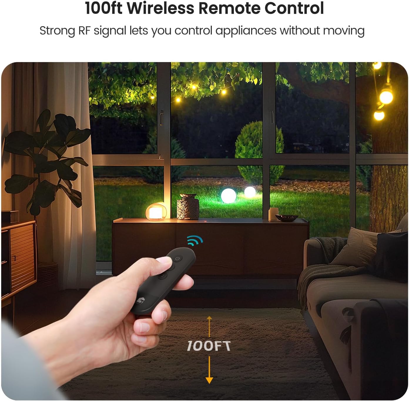 TREATLIFE Outdoor Wireless Remote Control Outlet, 2-in-1 Individual Control Sockets, IP64 Weather-Resistant Electrical Outlet Switch, Heavy Duty 3-Prong Plug, Max Power 1800W, Battery Included - Image 3