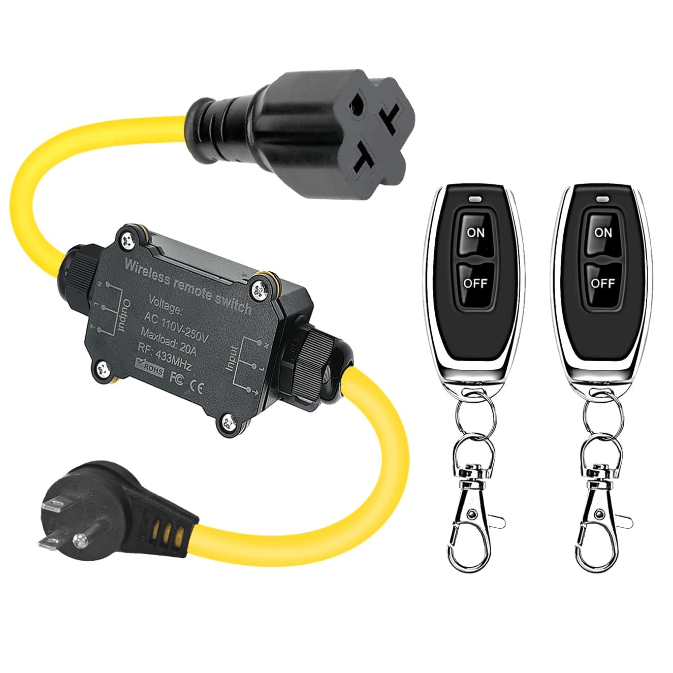 NEWNEWLIU AC110V Outdoor Wireless Remote Control Power Switch, AC110V/120V/250V/20A Heavy Duty Weatherproof Smart Outlet Plug with 2-Way Y-Splitter,164FT Range for Lamps,Pumps,Dust Collectors - Image 9