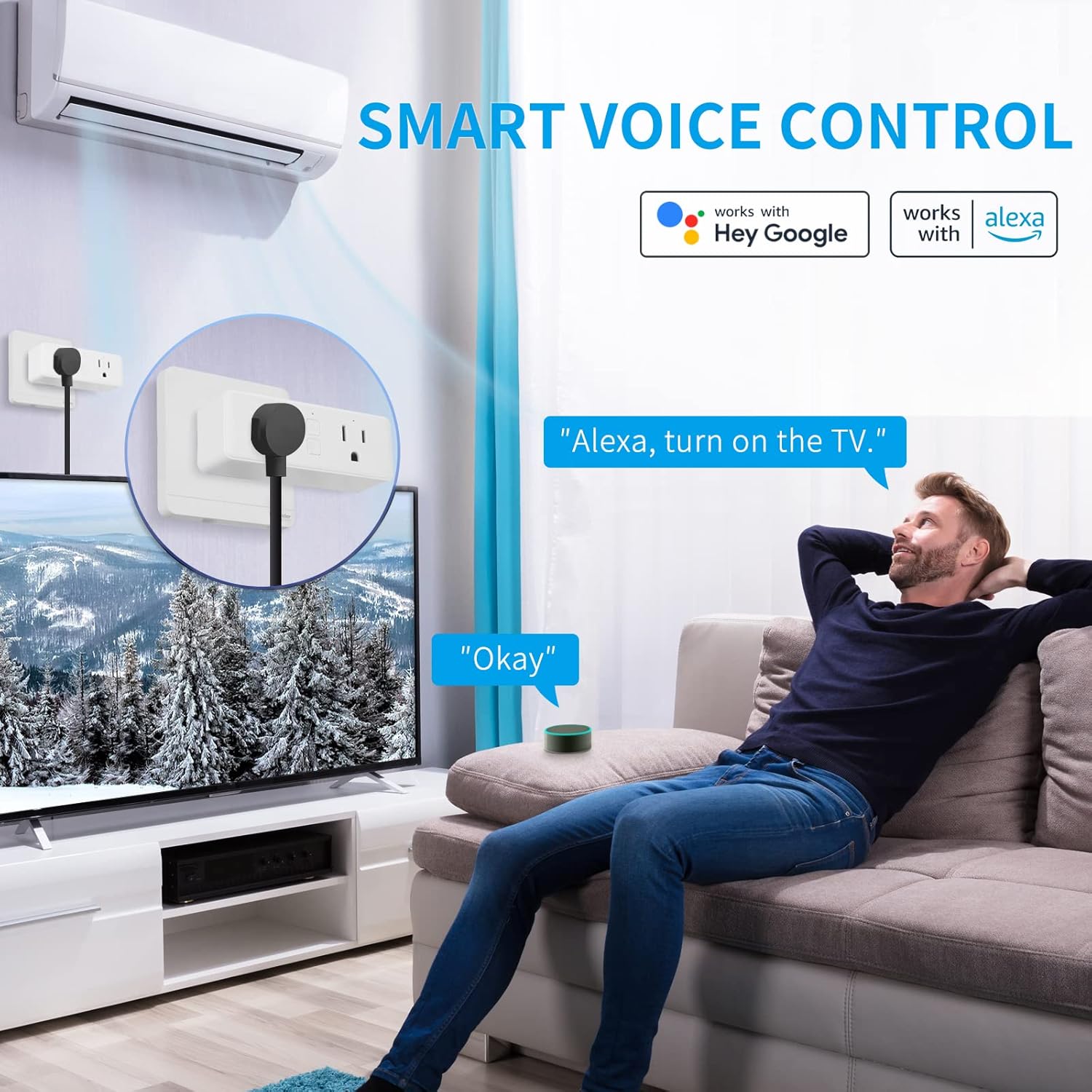 JUNLIT Dual Smart Plug, 15A WiFi Outlet Extender, Smartlife App Control, Schedule Timer Function, 2-in-1 Compatible with Alexa, Google Home Assistant, No Hub Required, ETL&FCC, 2.4G WiFi Only, 2-Pack - Image 2