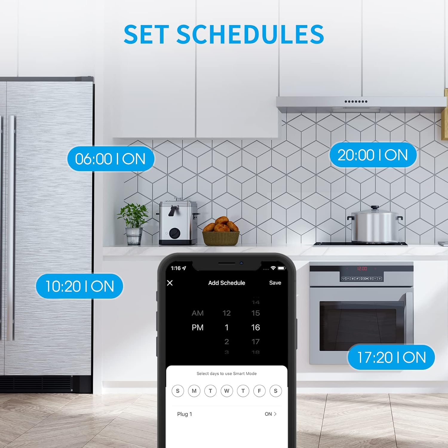 JUNLIT Dual Smart Plug, 15A WiFi Outlet Extender, Smartlife App Control, Schedule Timer Function, 2-in-1 Compatible with Alexa, Google Home Assistant, No Hub Required, ETL&FCC, 2.4G WiFi Only, 2-Pack - Image 4