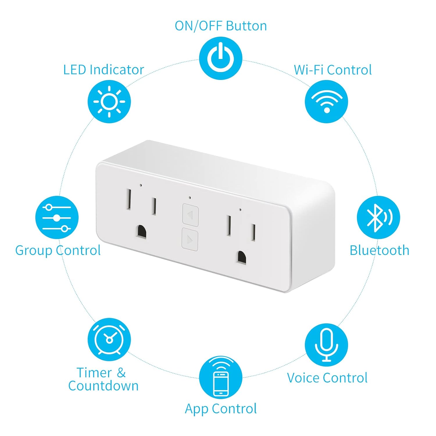JUNLIT Dual Smart Plug, 15A WiFi Outlet Extender, Smartlife App Control, Schedule Timer Function, 2-in-1 Compatible with Alexa, Google Home Assistant, No Hub Required, ETL&FCC, 2.4G WiFi Only, 2-Pack - Image 6