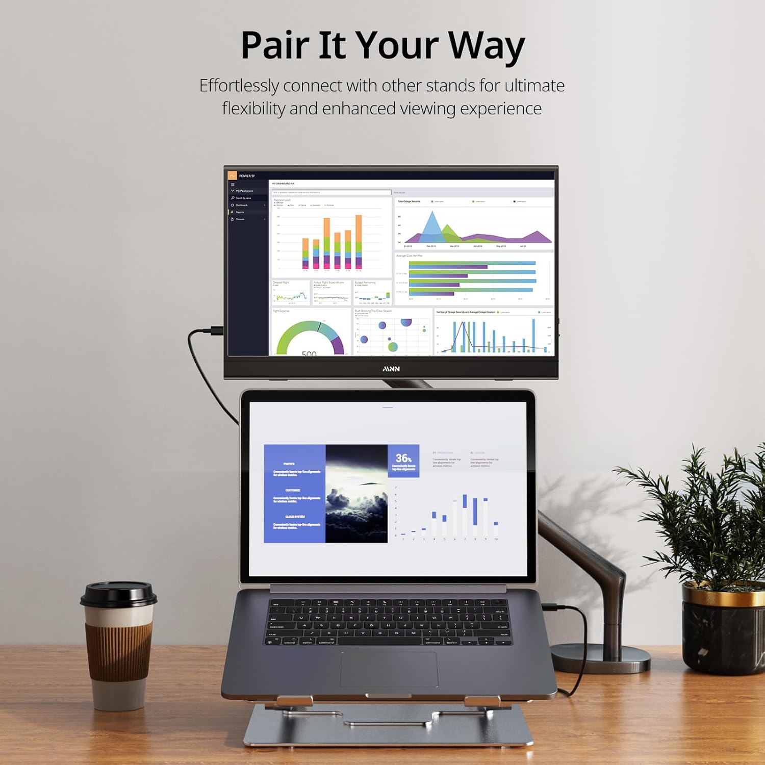 MNN Portable Monitor 15.6inch FHD 1080P USB C HDMI Gaming Ultra-Slim IPS Display w/Smart Cover & Speakers,HDR Plug&Play, External Monitor for Laptop PC Phone Mac (15.6'' 1080P) - Image 5