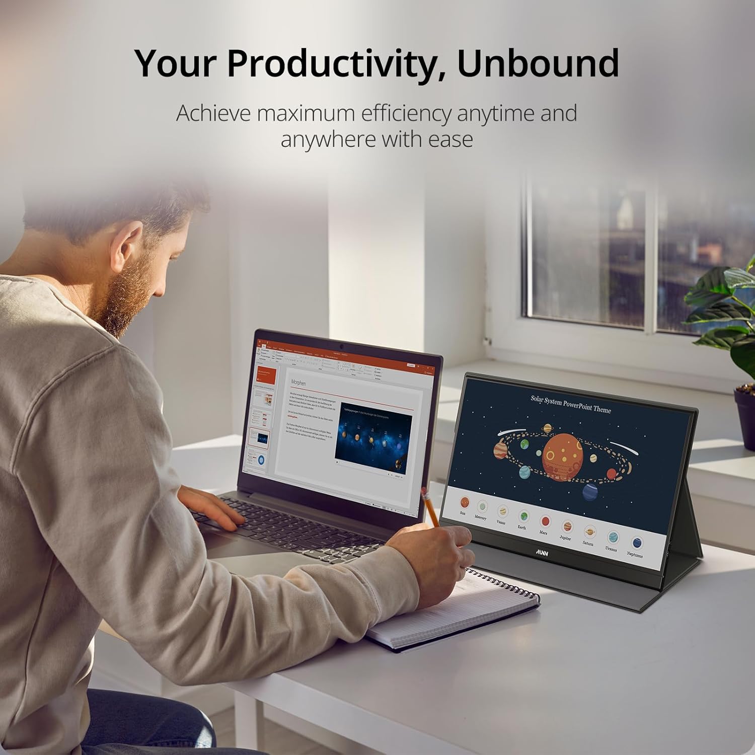 MNN Portable Monitor 15.6inch FHD 1080P USB C HDMI Gaming Ultra-Slim IPS Display w/Smart Cover & Speakers,HDR Plug&Play, External Monitor for Laptop PC Phone Mac (15.6'' 1080P) - Image 6