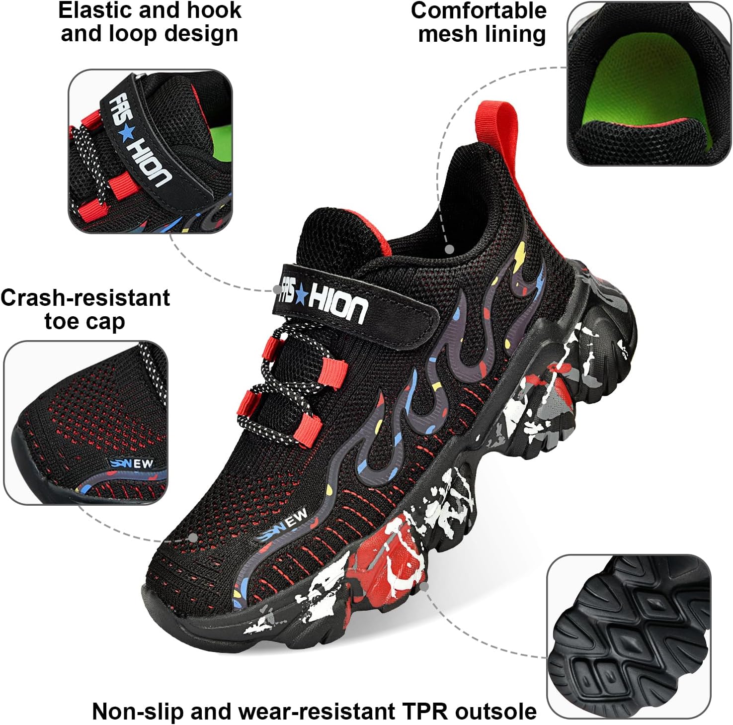 Uerymit Boys Girls Sneakers Slip On Athletic Running Shoes