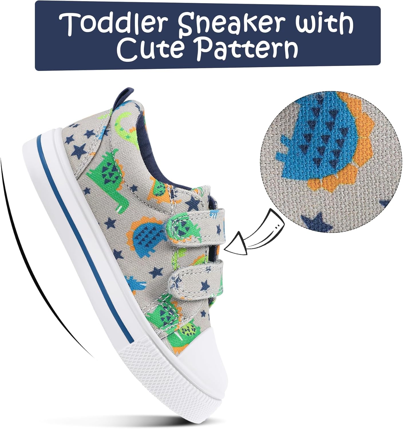 K KomForme Toddler Boys & Boys Shoes Kids Canvas Sneakers with Cartoon Dual Hook and Loops - Image 3