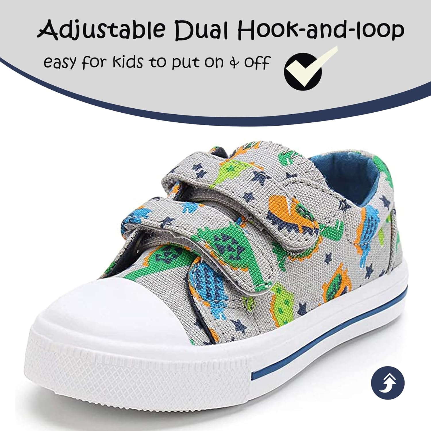 K KomForme Toddler Boys & Boys Shoes Kids Canvas Sneakers with Cartoon Dual Hook and Loops - Image 2