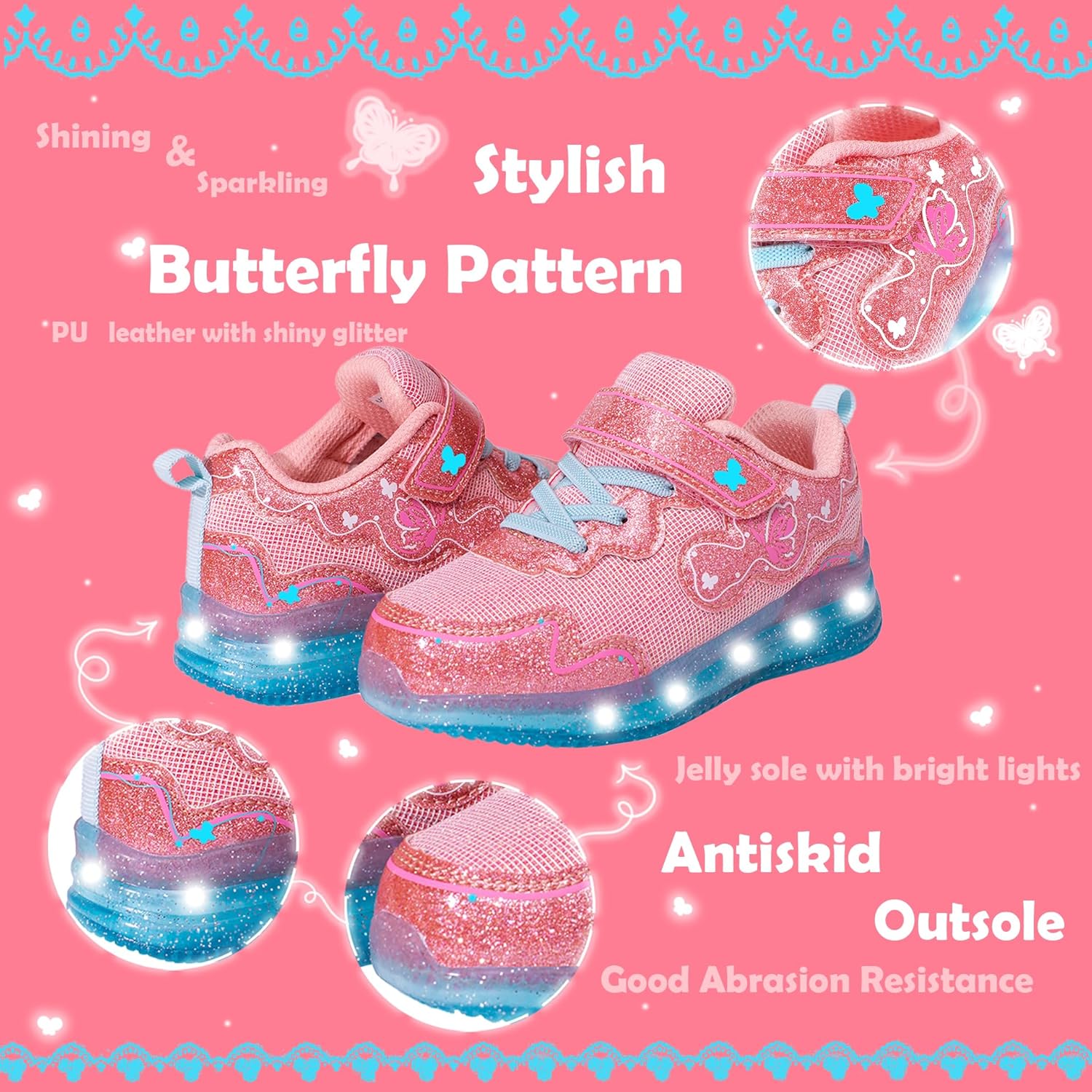 AMZKC ZKA Toddler Light Up Shoes for Girls Boys Size 5 to Size 13 Sparkle Walking Running Tennis Casual Fashion Sport - Image 2