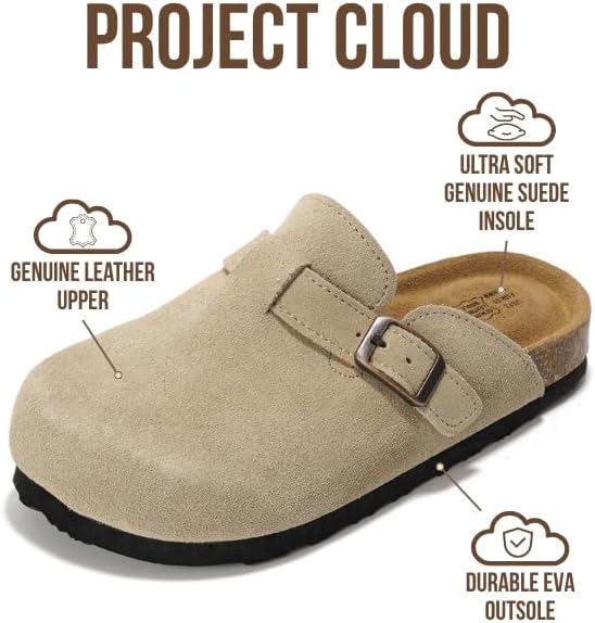Project Cloud 100% Genuine Leather Kids Clogs with Cork Footbed Arch Support - Non-Slip Slippers & Sandals for Boys & Girls Footwear - Image 2