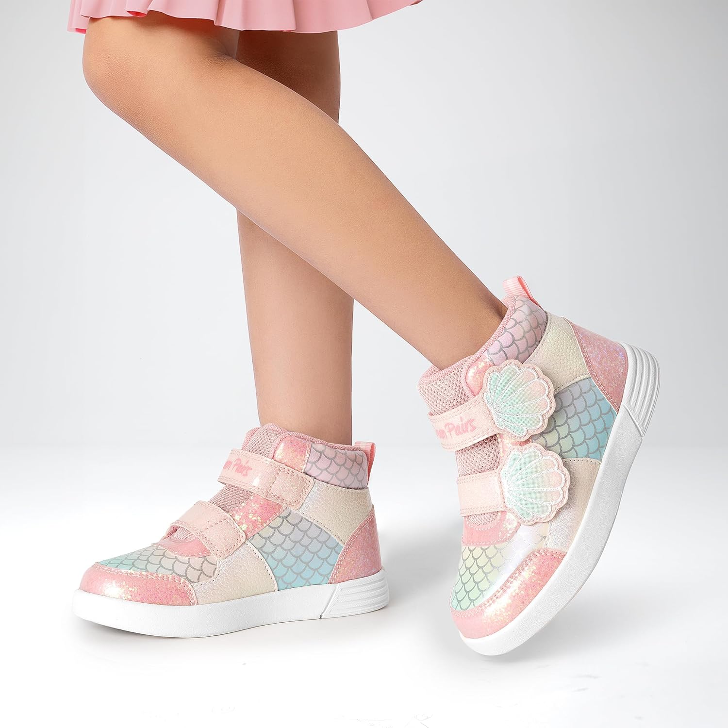 DREAM PAIRS Girls Shoes Toddler Sneakers Kids High Top Shoes with Hook and Loop Storybook Casual Walking Shoes