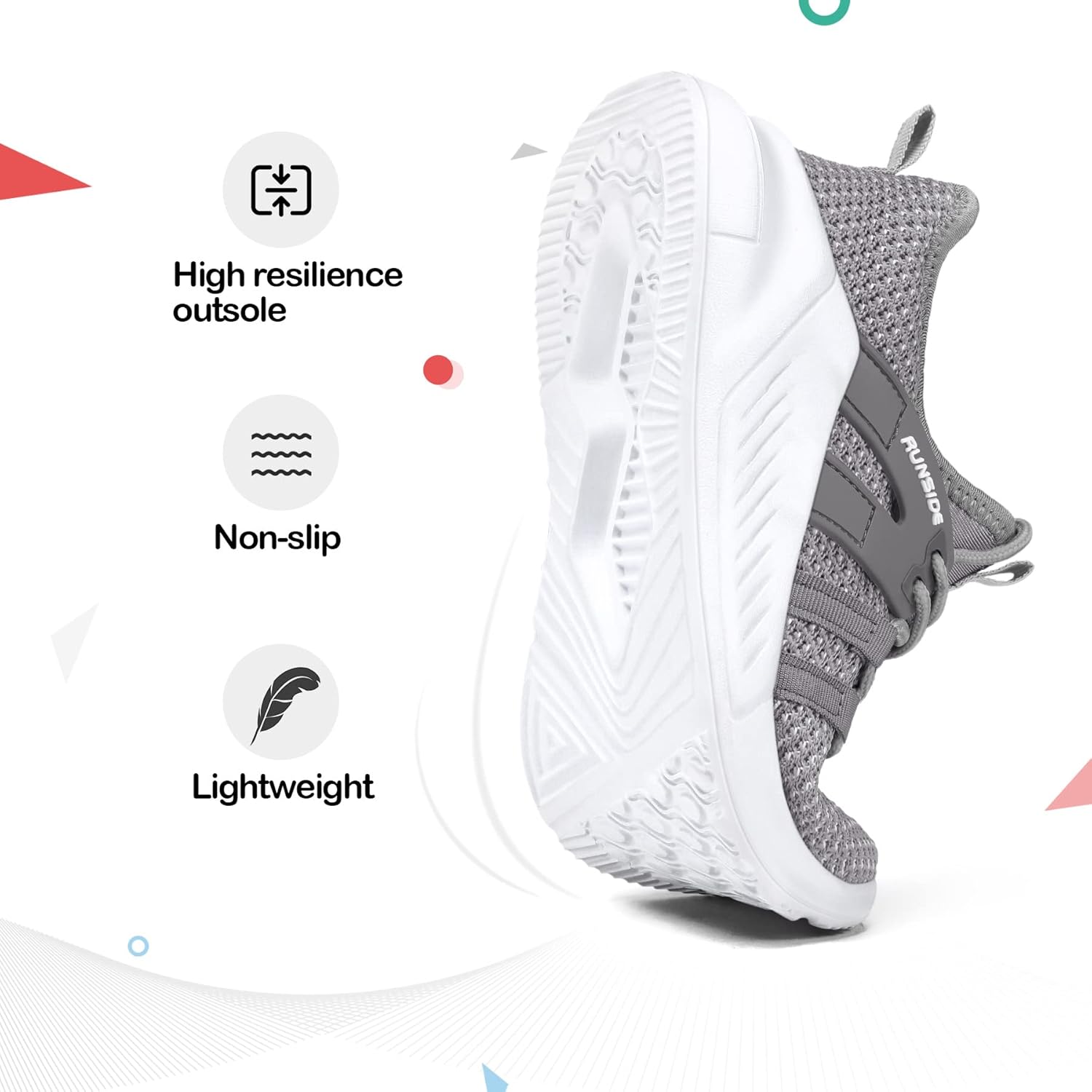 RUNSIDE Boys Girls Tennis Shoes Kids Lightweight Breathable Sneakers Lace-up Running Athletic Shoes for Toddler/Little Kid/Big Kid - Image 3
