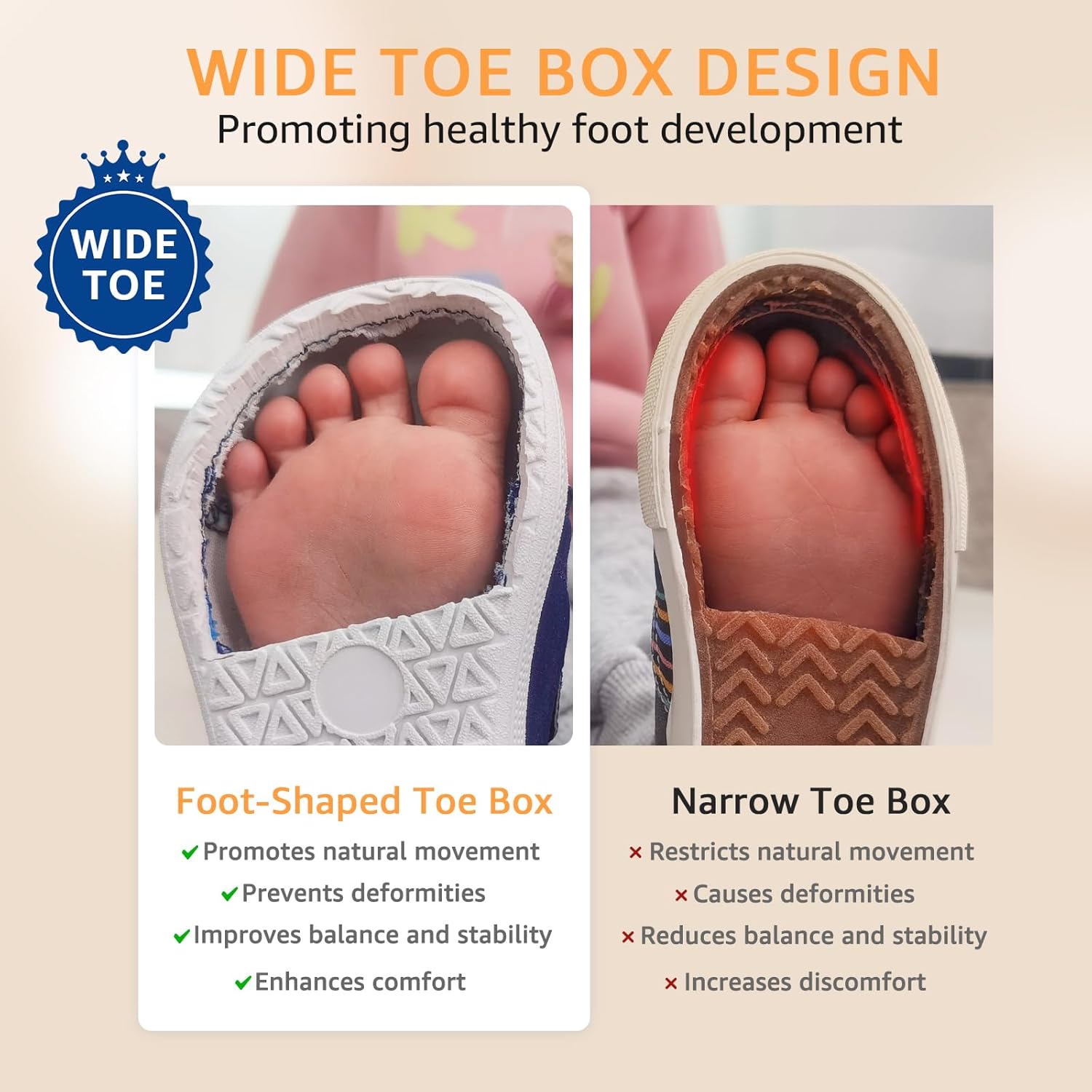 STQ KIDS Wide Toe Box Toddler Shoes Zero Drop Boys Girls Barefoot Shoe Non-Slip Little Kids Sneakers for First Walking - Image 2