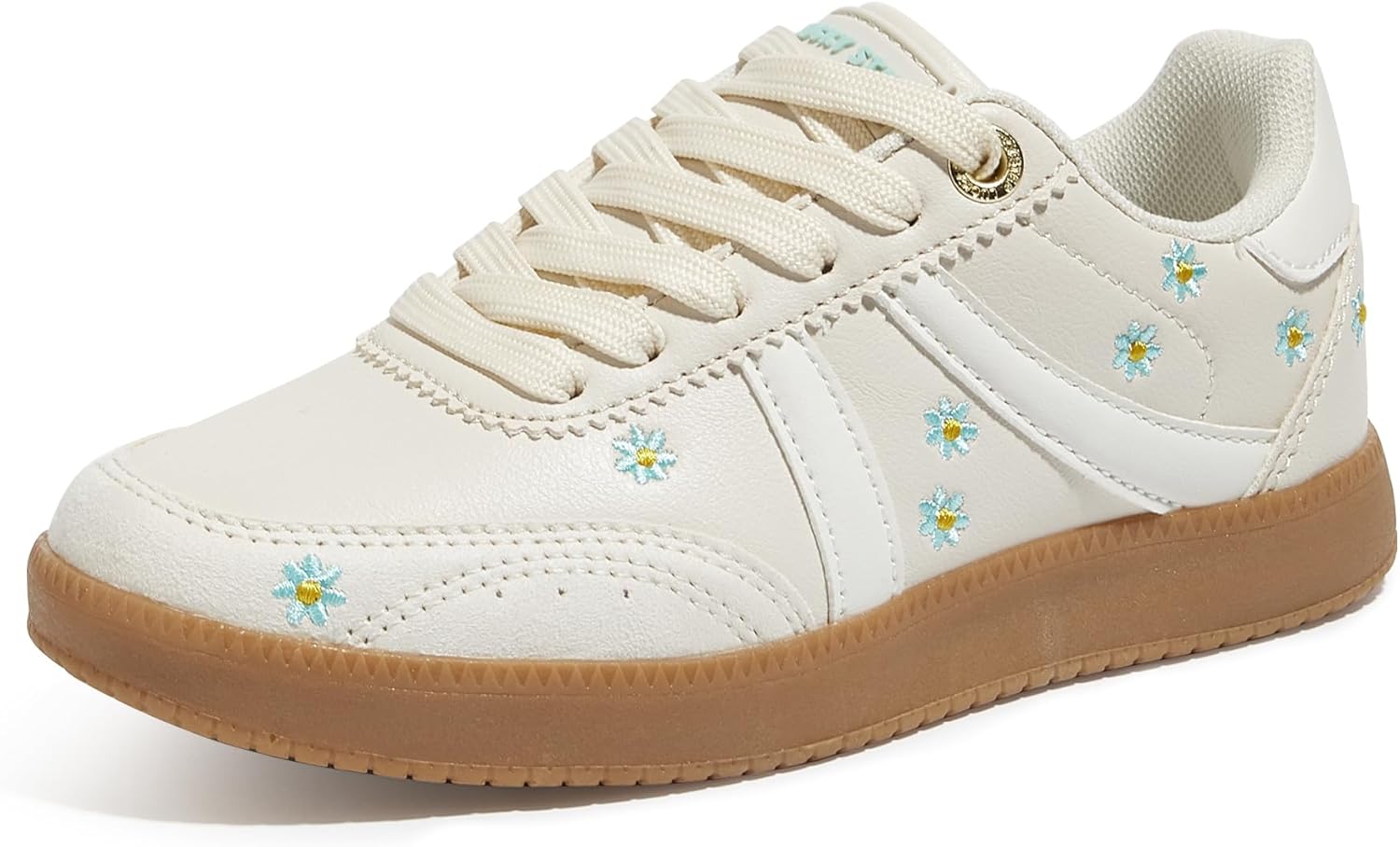 LUCKY STEP Kids Classic Retro Tennis Sneakers Fashion Gum Sole Casual Floral Embroidery Walking Shoes for Big&Little Kid and Toddler - Image 2