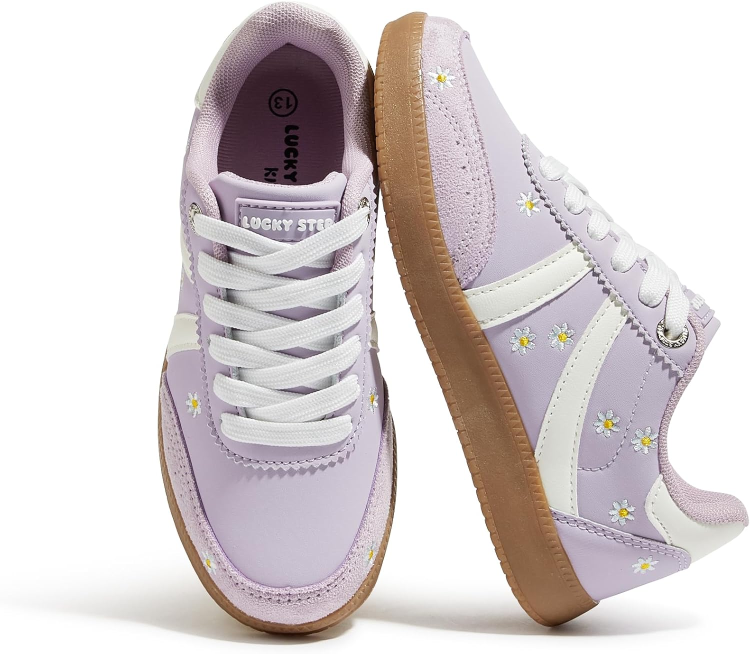 LUCKY STEP Kids Classic Retro Tennis Sneakers Fashion Gum Sole Casual Floral Embroidery Walking Shoes for Big&Little Kid and Toddler - Image 9