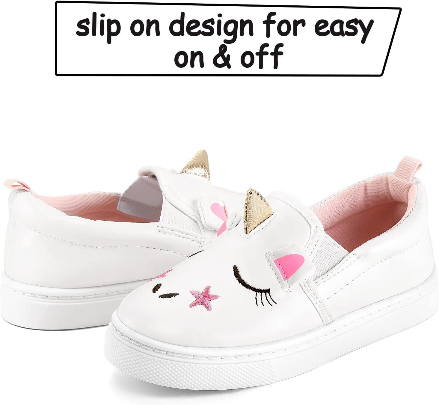 K KomForme Toddler Sneakers for Girls Boys Slip On Canvas Walking Shoes - Image 2