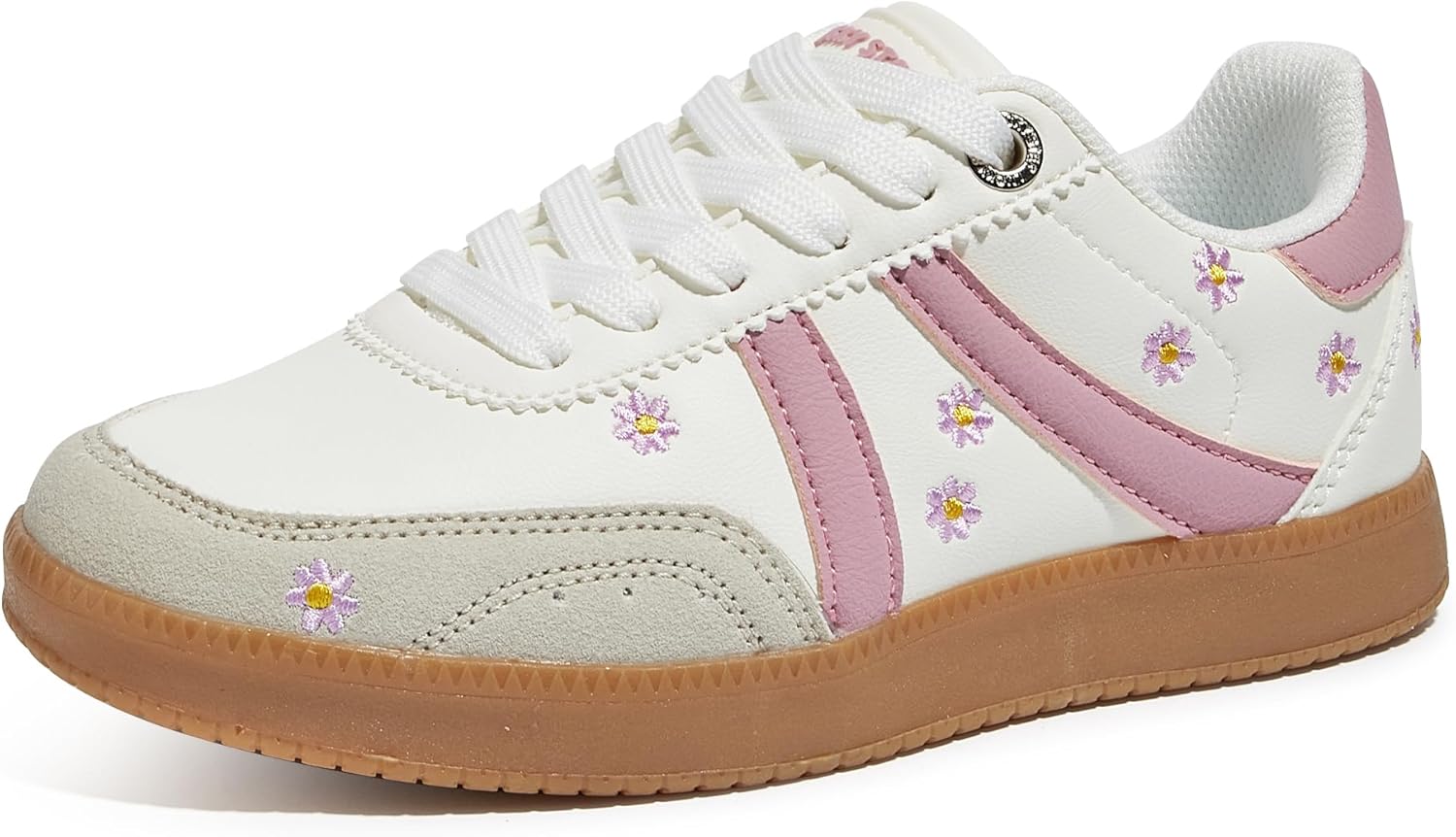 LUCKY STEP Kids Classic Retro Tennis Sneakers Fashion Gum Sole Casual Floral Embroidery Walking Shoes for Big&Little Kid and Toddler - Image 3