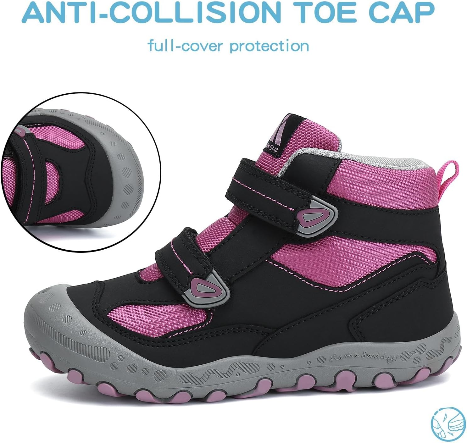 Mishansha Kids Water Resistant Hiking Boots, Boys Girls Anti Collision Anti-Skid Athletic Outdoor Adventure Trekking Shoes - Image 2