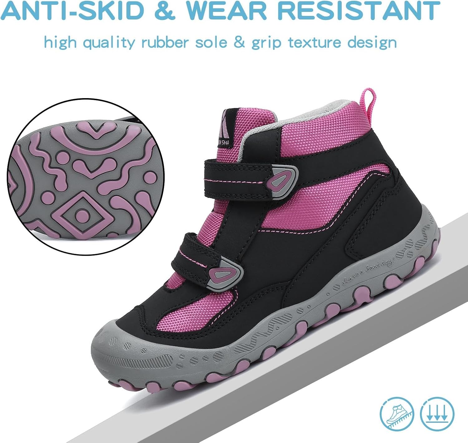 Mishansha Kids Water Resistant Hiking Boots, Boys Girls Anti Collision Anti-Skid Athletic Outdoor Adventure Trekking Shoes - Image 4