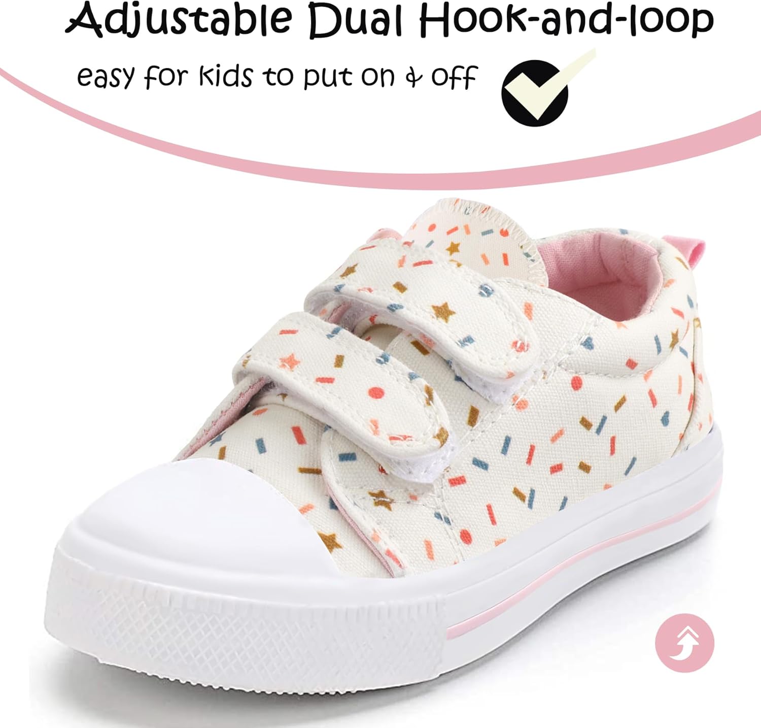 K KomForme Toddler Sneakers for Boys and Girls Dual Hook and Loops Sneakers Baby Canvas Shoes - Image 2