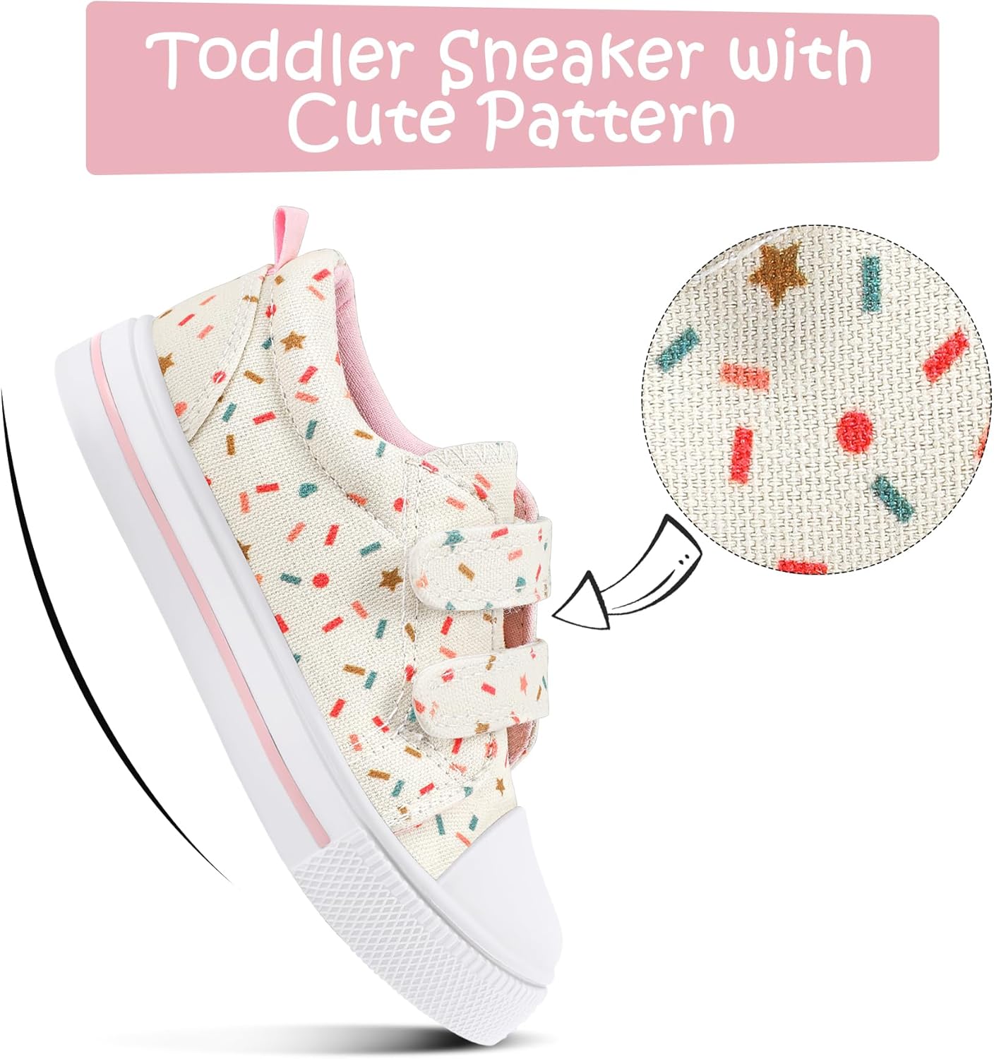 K KomForme Toddler Sneakers for Boys and Girls Dual Hook and Loops Sneakers Baby Canvas Shoes - Image 3