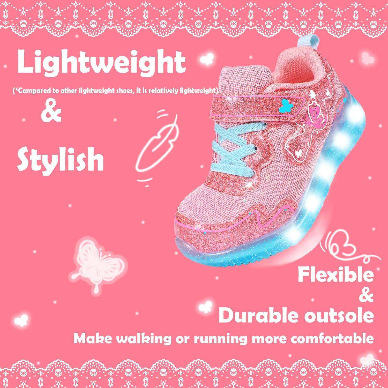 AMZKC ZKA Toddler Light Up Shoes for Girls Boys Size 5 to Size 13 Sparkle Walking Running Tennis Casual Fashion Sport - Image 3