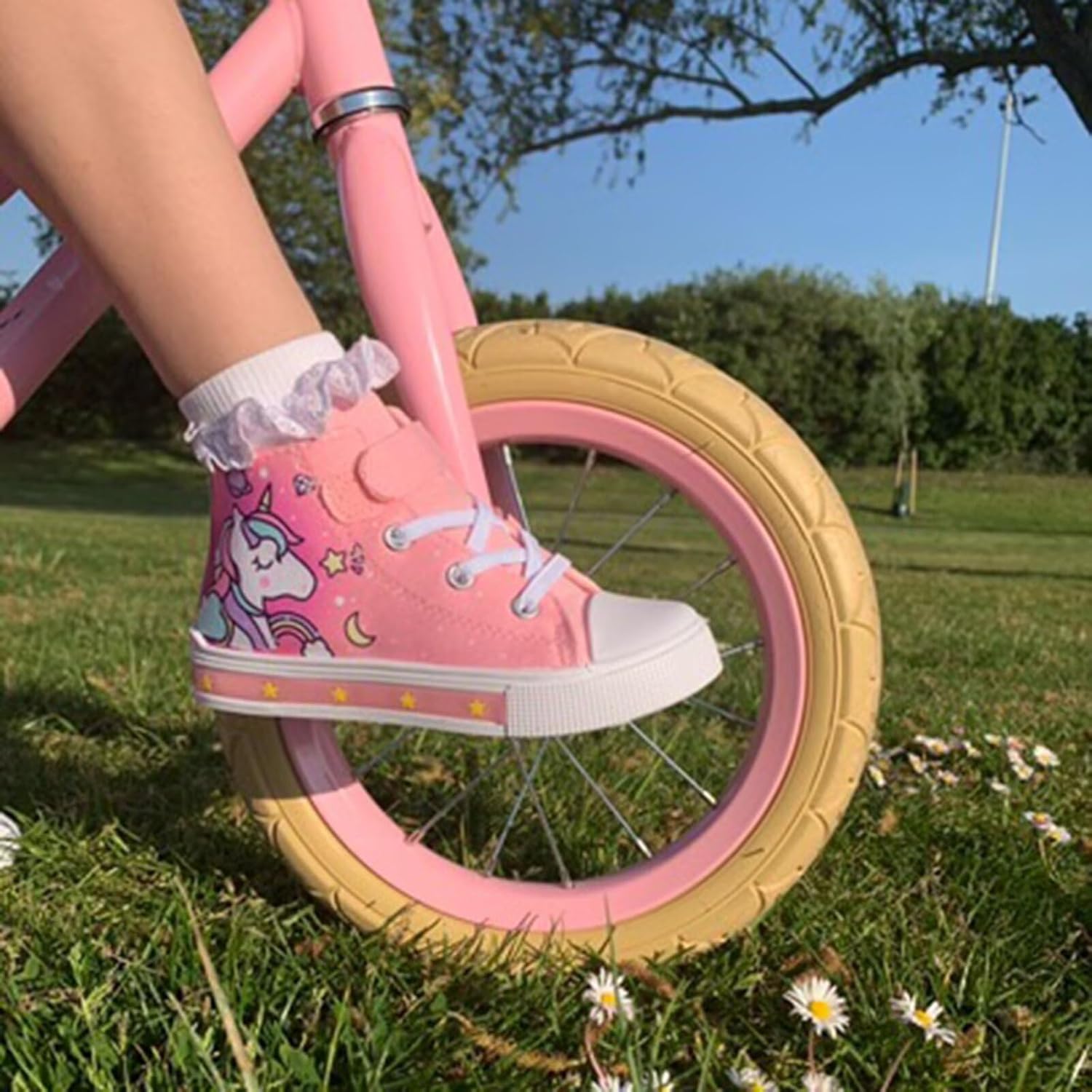 EUXTERPA Kids Toddler Sneakers Light Up Flashing Shoes Girls Boys Easy Fasten High Top Walking Canvas Sneaker