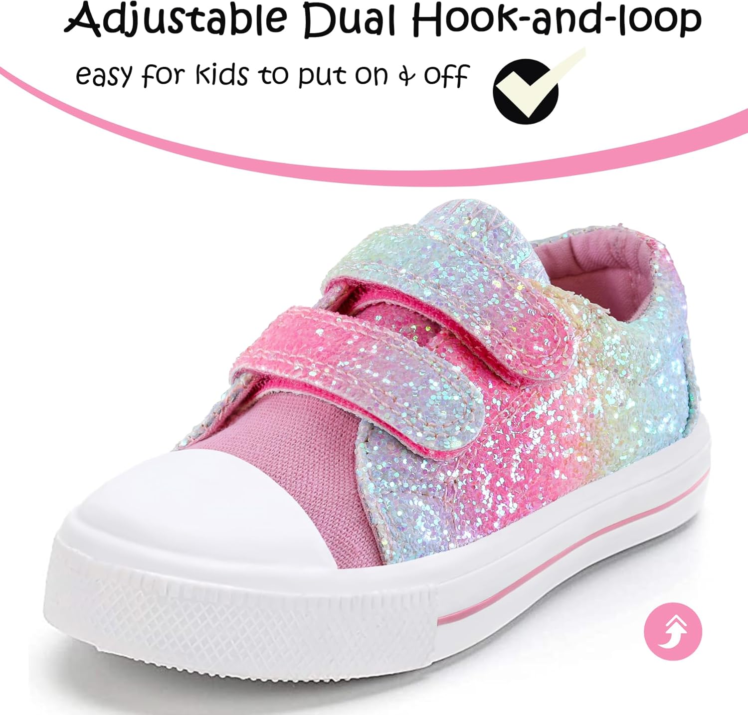 K KomForme Toddler Boys & Girls Shoes Kids Canvas Sneakers with Cartoon Dual Hook and Loops - Image 2